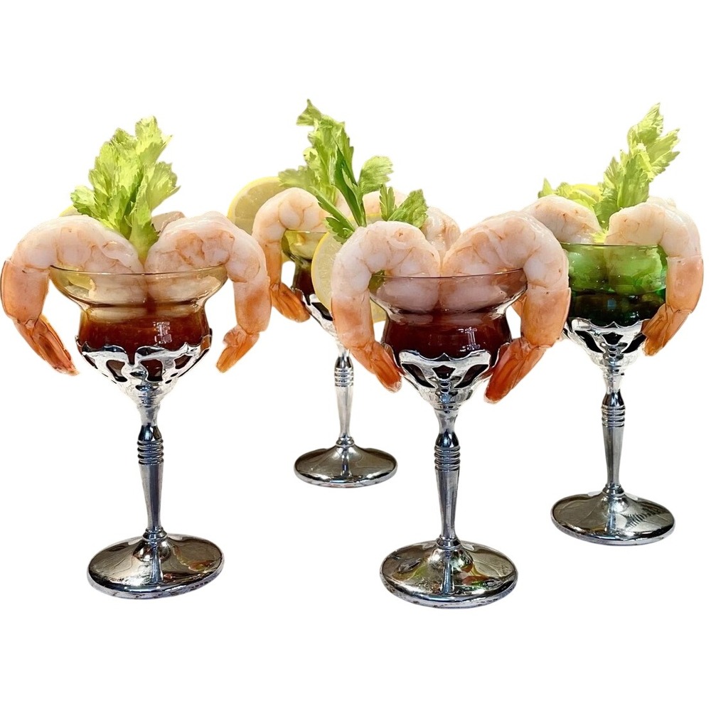 Farber Bros Cordial Glasses Krome Kraft Set of 4 Multi Color Vintage Art Deco